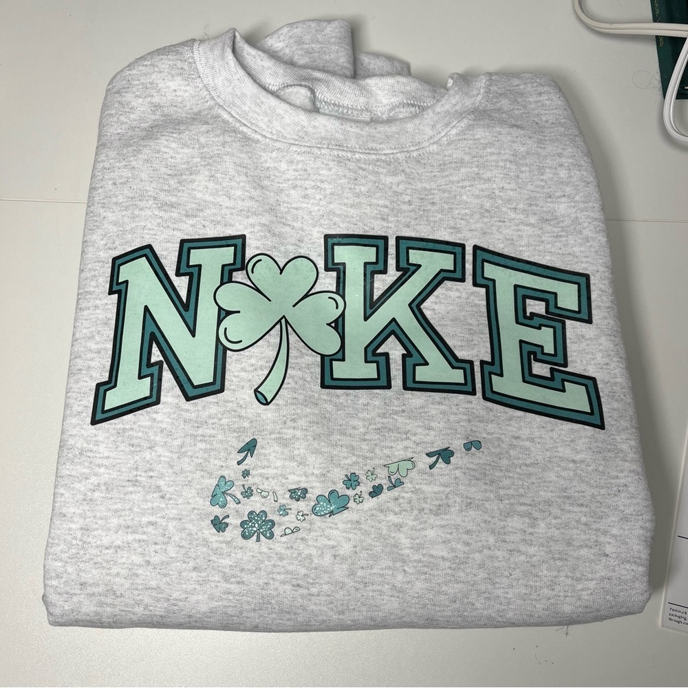 Nike Gray Sweatshirt with Green Logo